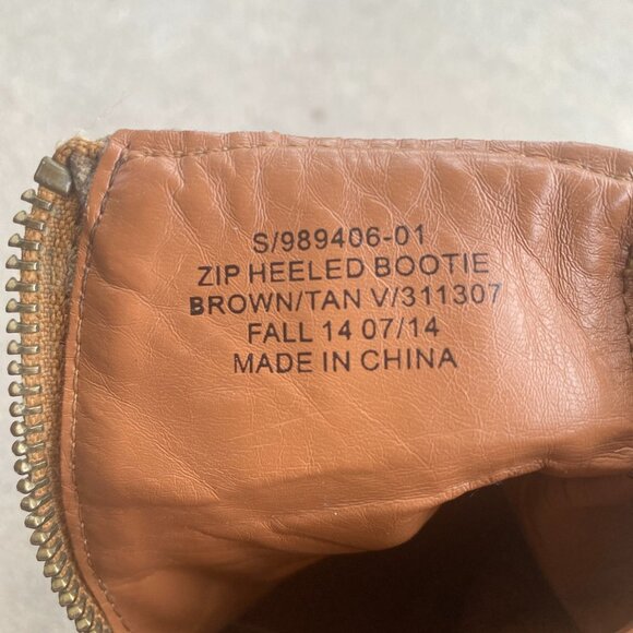 Gap Brown Chunky Heeled Zip Ankle Almond Toe Booties, Worn - Picture 12 of 12